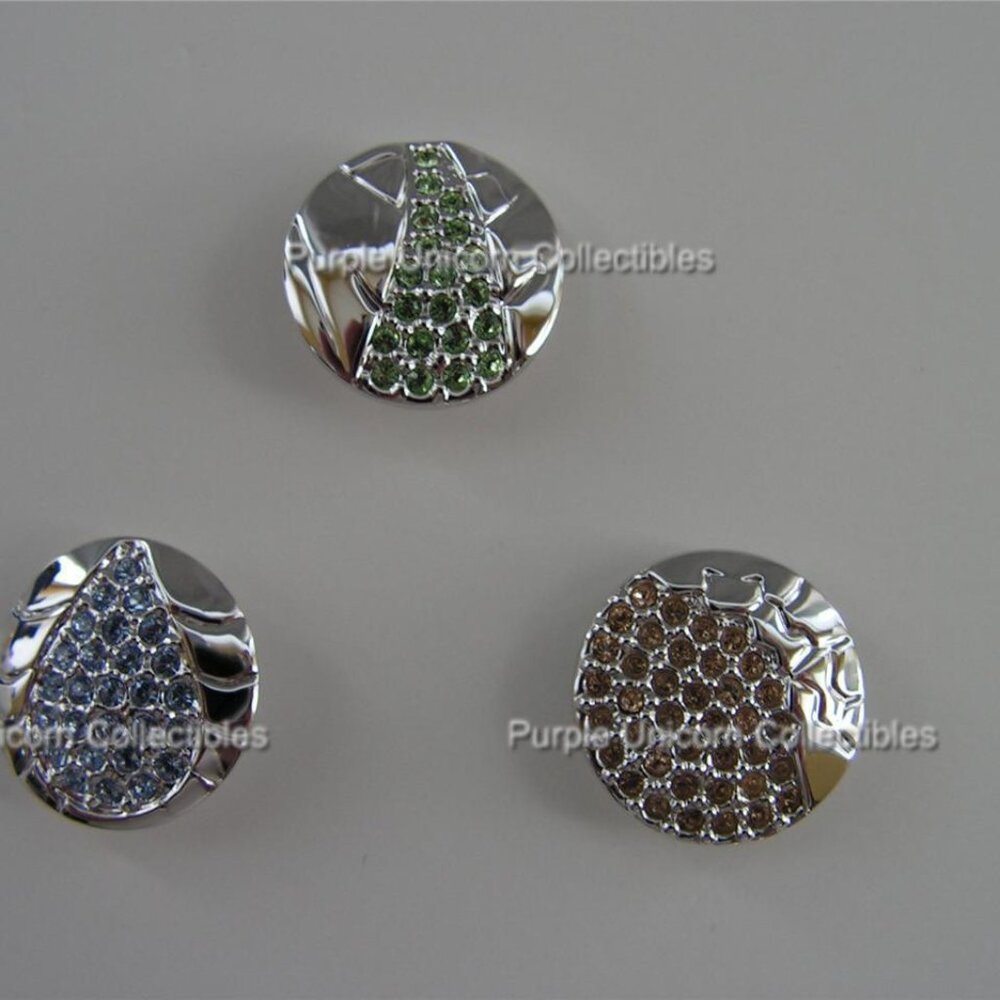Swarovski Crystal Round Tac Pins Set of 3 SCS 2008-2009-2010 Endangered Wildlife